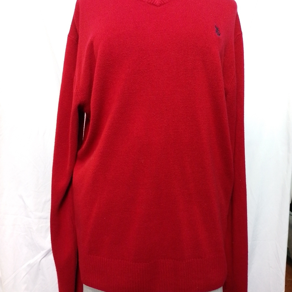 U.S. Polo Assn. Men's V-Neck Sweater in Rich Red
